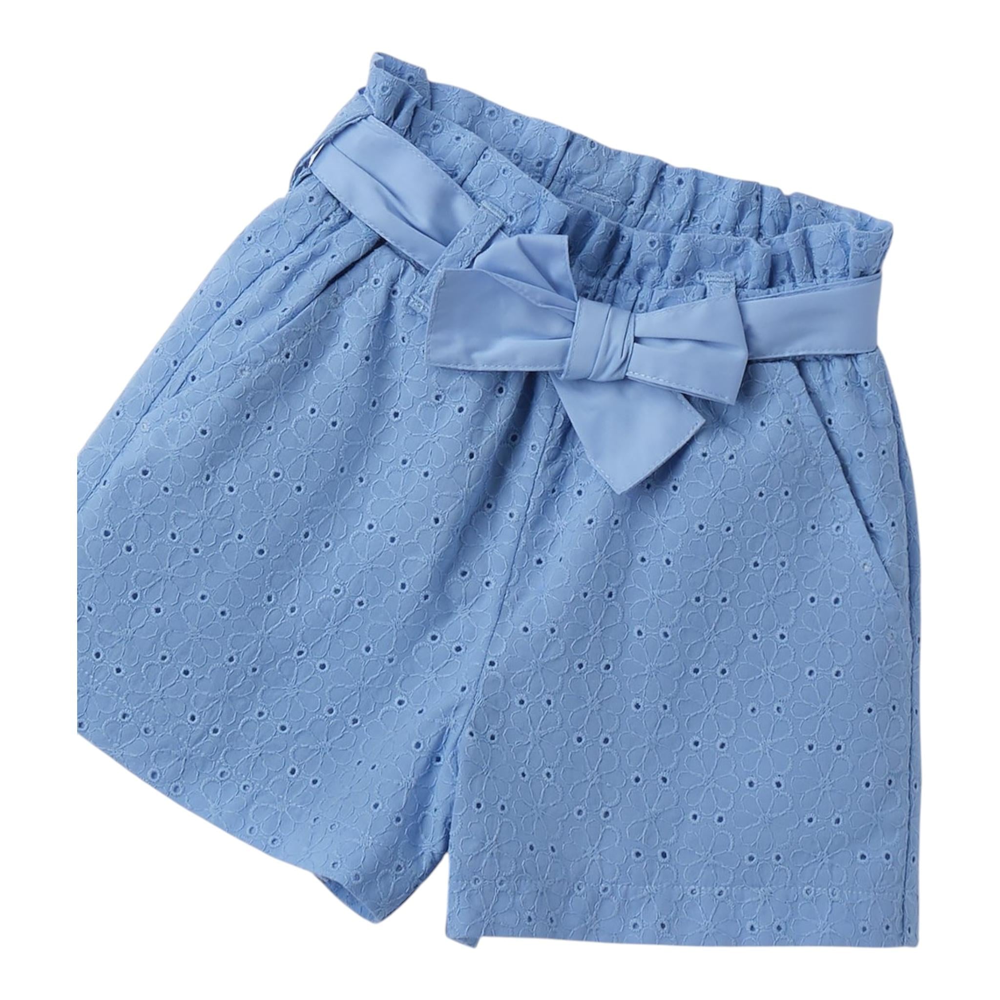 Sarabanda Short Tinta Unita Traforato per Neonata 0B326 AZZURRO SARABANDA 