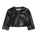 Patrizia Pepe Giubbino Ecopelle Tinta Unita Con Bottone Nero Per Bambina 7O0025 NERO PATRIZIA PEPE 