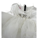 Nunzia Corinna Abito Giromanica tinta unita con Tulle Bianco per Neonata NB2014419 BIANCO NUNZIA CORINNA 