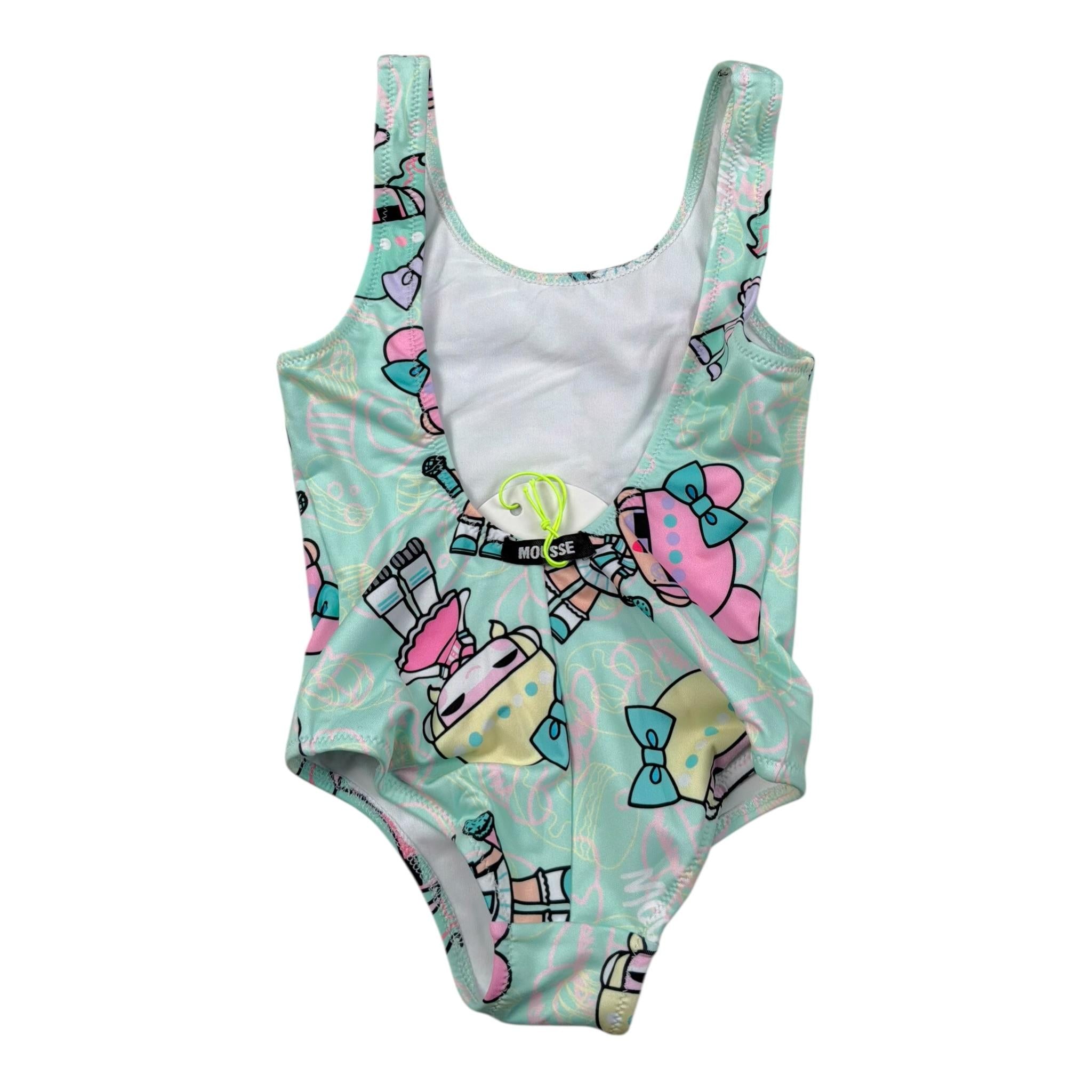 Mousse Costume Intero Tinta Unita con Stampa per Bambina COSTDOLL VERDE ACQUA MOUSSE 