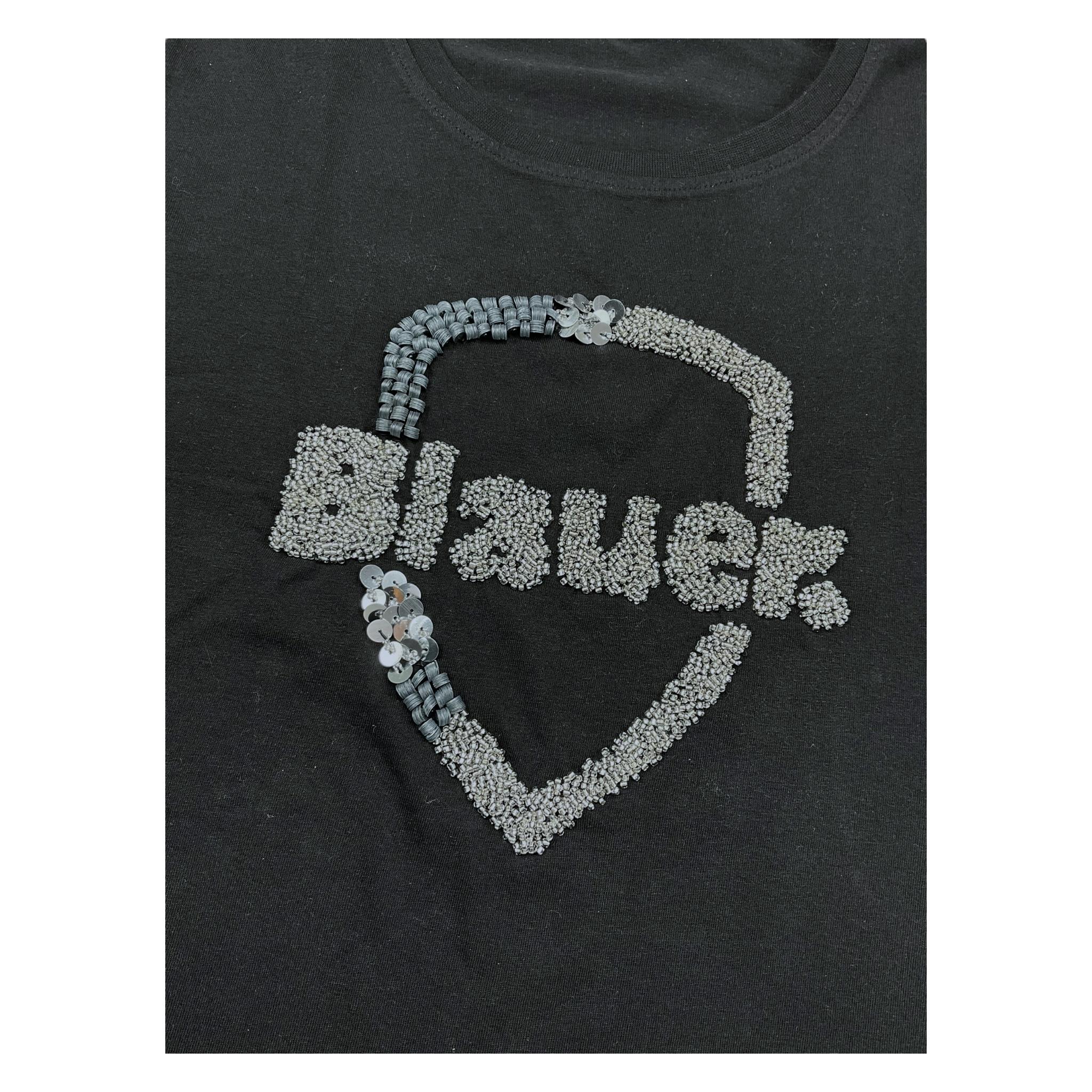 Blauer T-Shirt Girocollo Tinta Unita con Logo per Bambina 24SBLGH02495 NERO BLAUER 