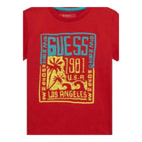 Guess T-Shirt Gircollo Tinta Unita con Stampa per Neonato N5GI16K8HM4 ROSSO GUESS 