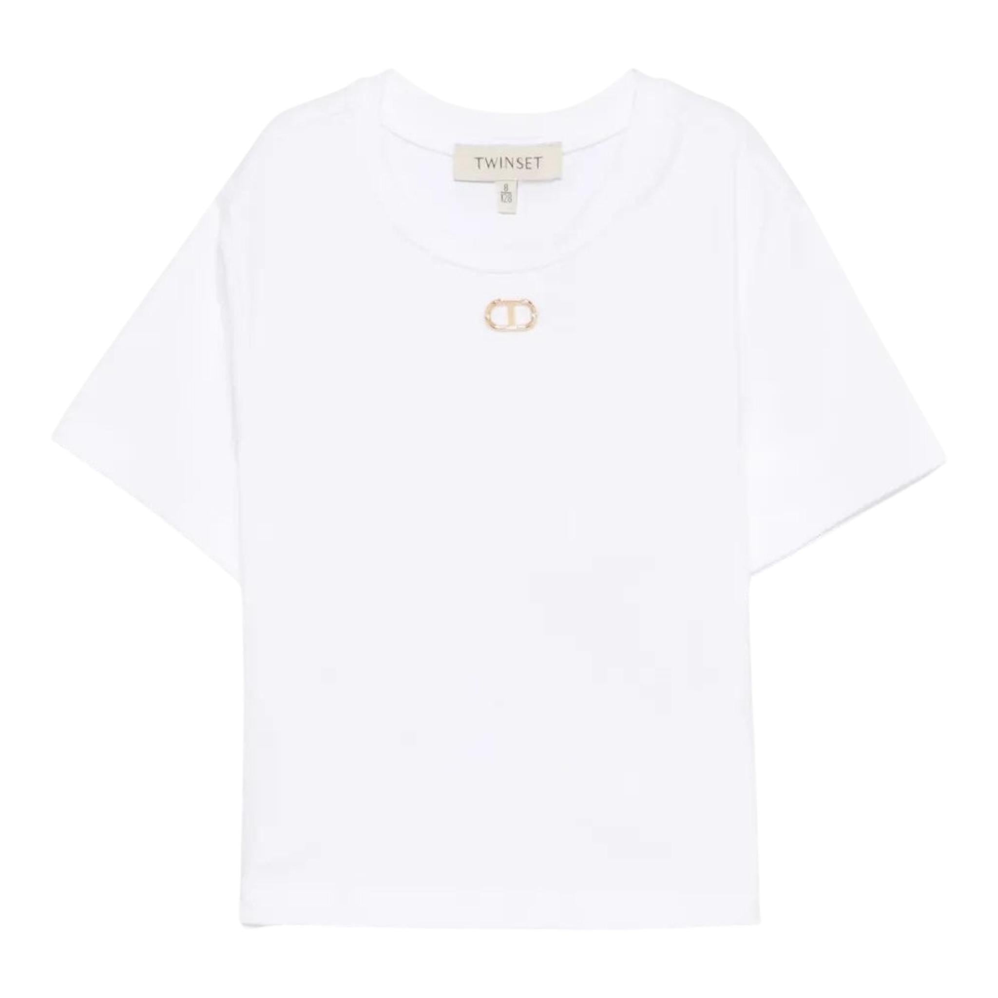 Twinset T-Shirt Girocollo Tinta Unita per Bambina 251GJ2481X BIANCO TWINSET 