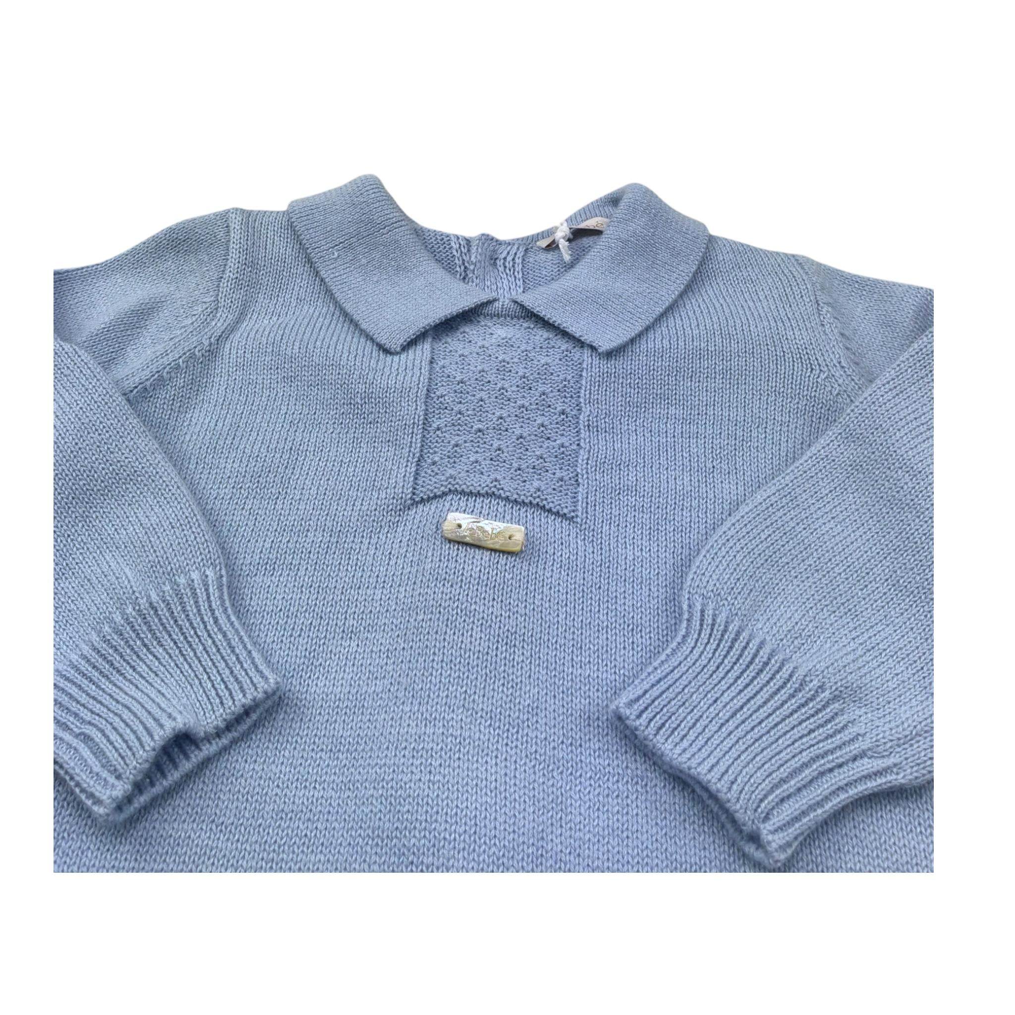 Le Bebe Tutina Manica Lunga Tinta Unita con Colletto per Neonato LBB5306 AZZURRO LE BEBE 
