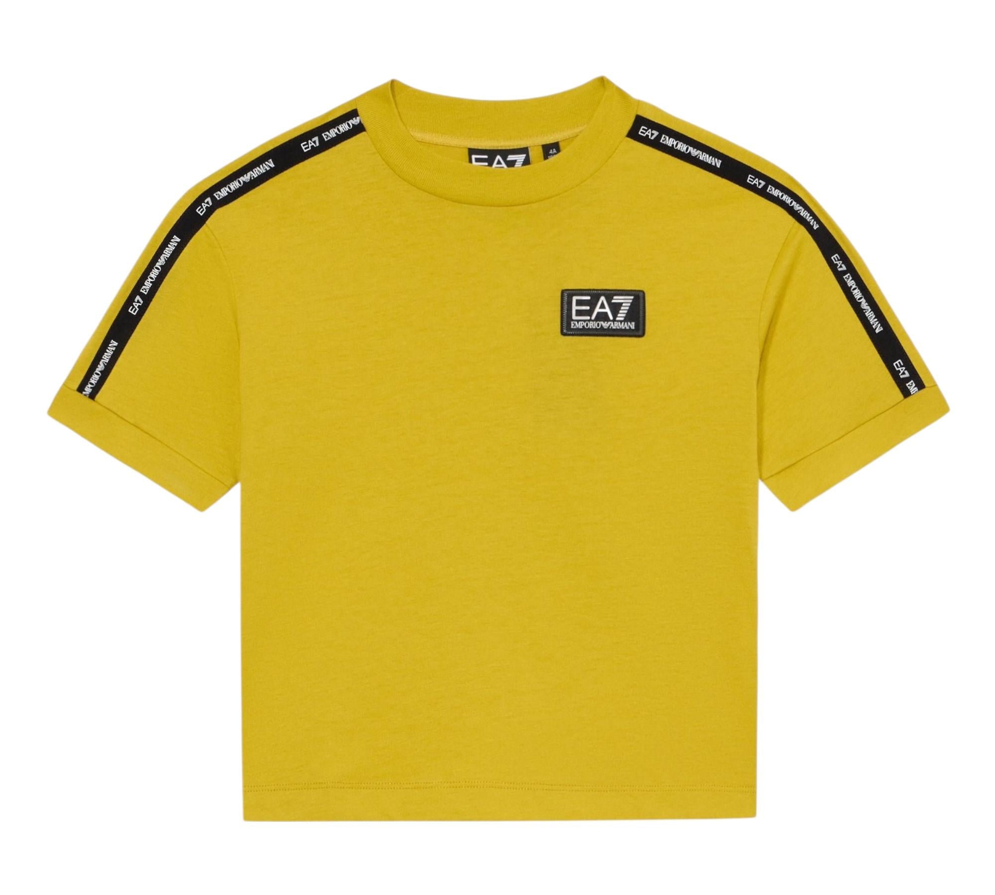 Emporio Armani T-Shirt Girocollo Tinta Unita con Logo per Bambino 7B000054 SENAPE EMPORIO ARMANI 
