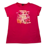 Cecyle Einfarbiges Rundhals-T-Shirt mit Fuchsia-Muster für Mädchen