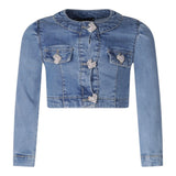 Fun &amp; Fun Schlichte Jeansjacke mit Kontrastknöpfen Hellblau für Mädchen
