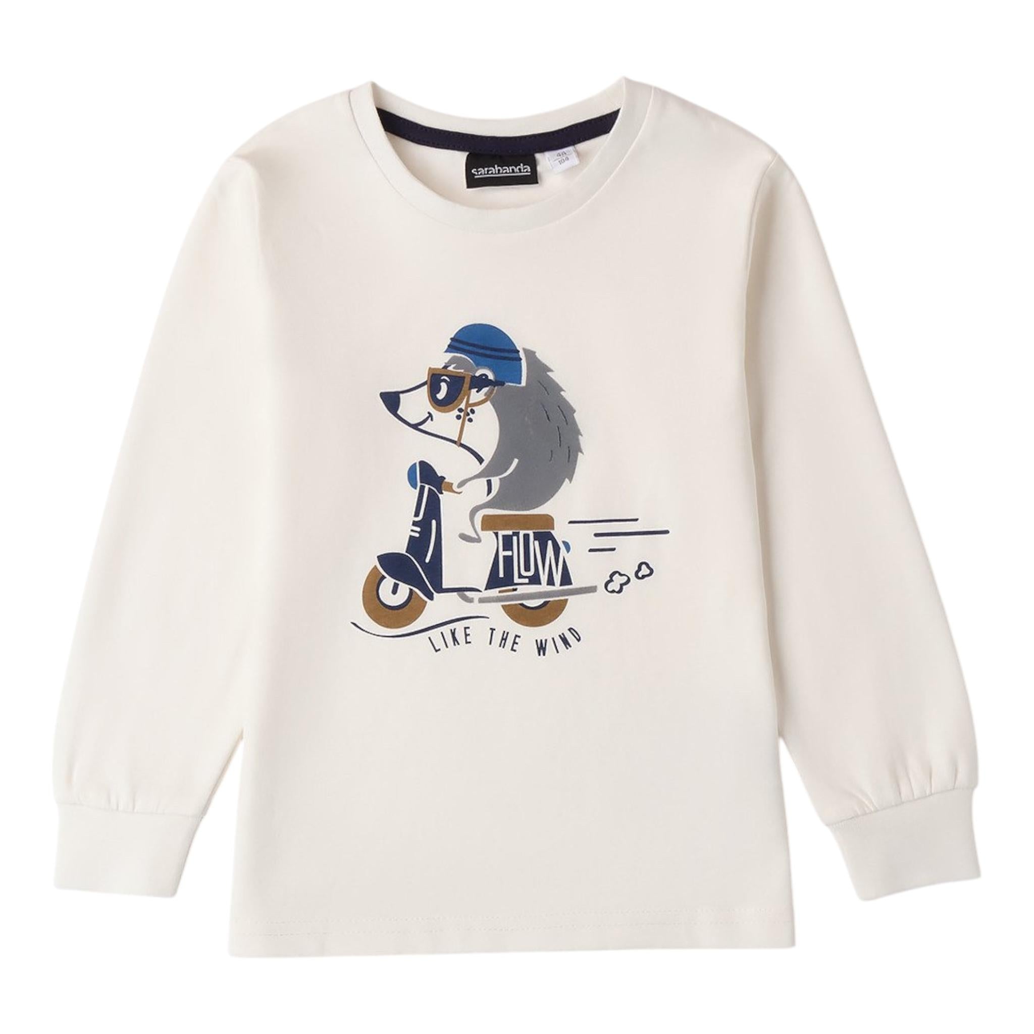 SARABANDA shirt girocollo tinta unita con stampa Bianco per Neonato A130 BIANCO SARABANDA 