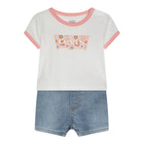 Levi'S 2-teiliges Set T-Shirt-Shorts Weiß für Baby Mädchen