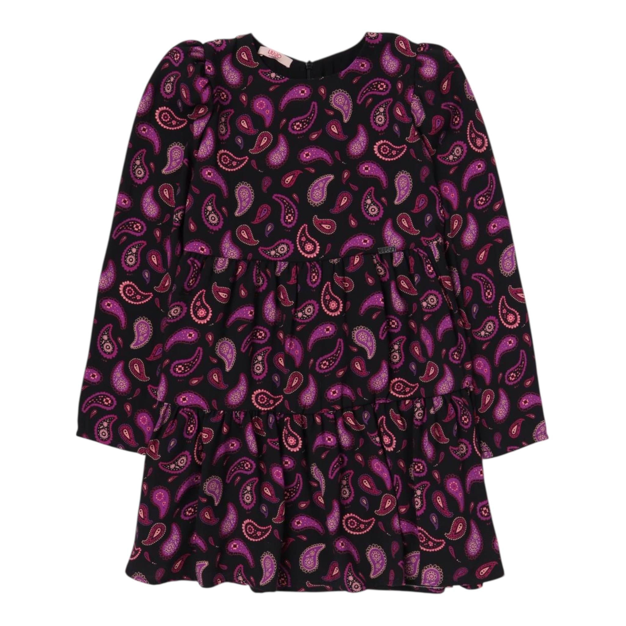 LIU JO abito manica lunga tinta unita stampa fantasia Nero per Bambina GF3220 NERO LIU JO 