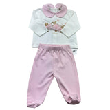 Le Bebe Completo 2 Pezzi Shirt-Ghettina Bicolore per Neonata LBG6260 BIANCO/ROSA LE BEBE 