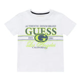 Guess T-Shirt Girocollo Tinta Unita con Stampe per Bambino N5RI23K8HM4X BIANCO GUESS 