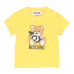Moschino T-Shirt Girocollo Tinta Unita con Orso per Neonato MNM047XX GIALLO MOSCHINO 