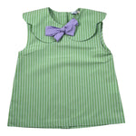 Ilfarobimbi Camicia Tinta Unita con Applicazione Fiocco per Bambina IFB50156 VERDE ILFAROBIMBI 