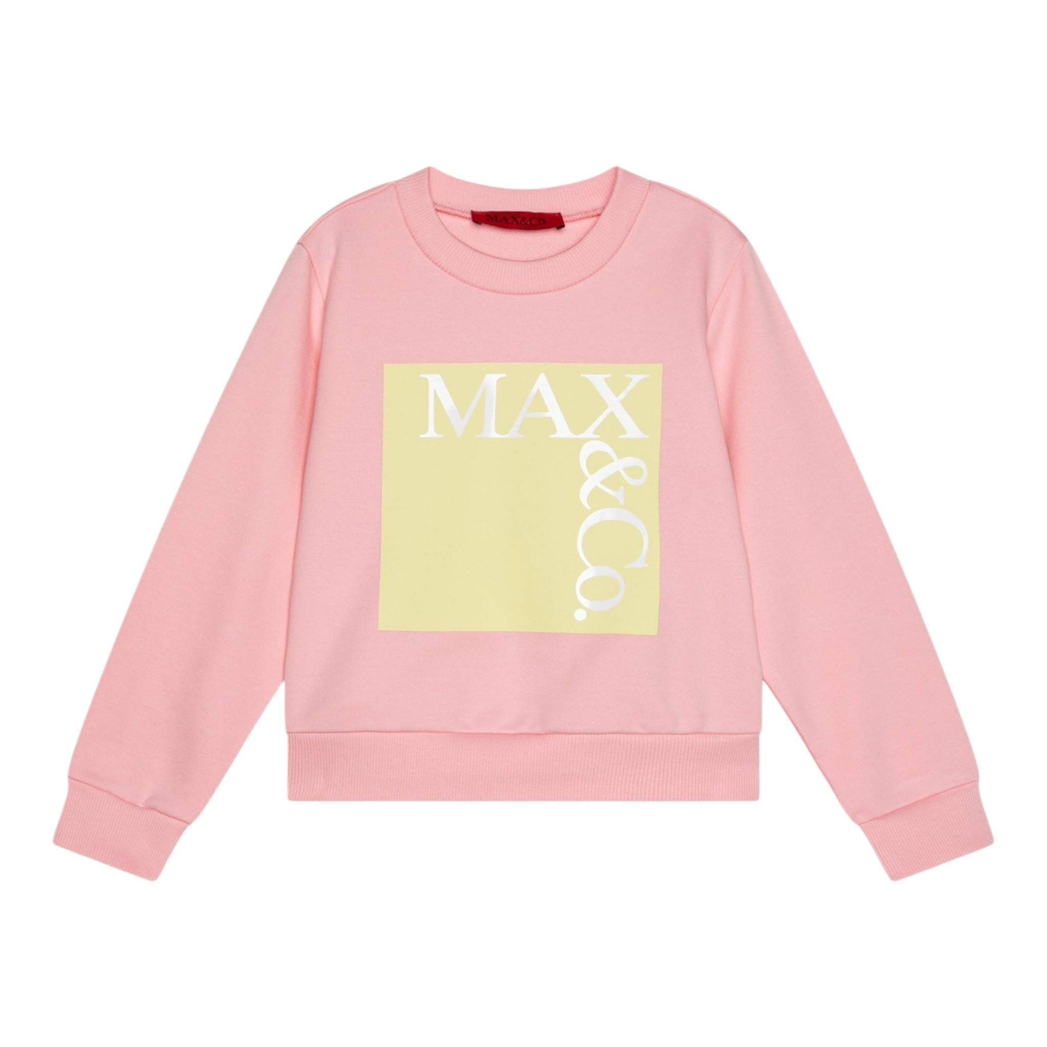 Max Mara Felpa Chiusa Girocollo Tinta Unita con Logo per Bambina MX0037 ROSA MAX MARA 