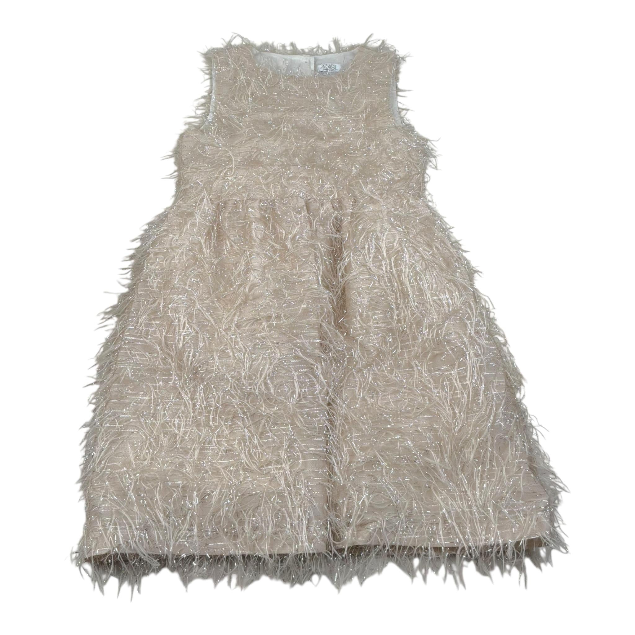 Magil Abito Giromanica Tinta Unita con Applicazioni per Bambina FN20160 BEIGE MAGIL 