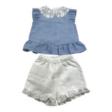 Barcellino Complete 2-teiliges Shirt-Panty Weiß für Baby Mädchen