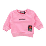 DSQUARED2 felpa chiusa girocollo tinta unita cn stampa logo Rosa per Neonata DQ1881 ROSA DSQUARED2 