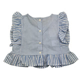 Please Baby-Mädchen Weiß/Blau Gestreiftes Ärmelloses Shirt