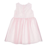 Das einfarbige Eulenkleid mit Armlöchern und rosa Tüll für Mädchen