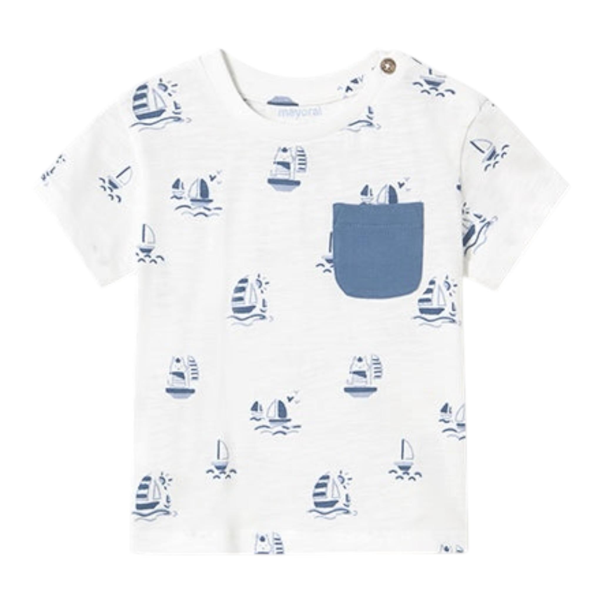 Mayoral T-Shirt Tinta Unita con Stampa per Neonato 1058 BIANCO MAYORAL 