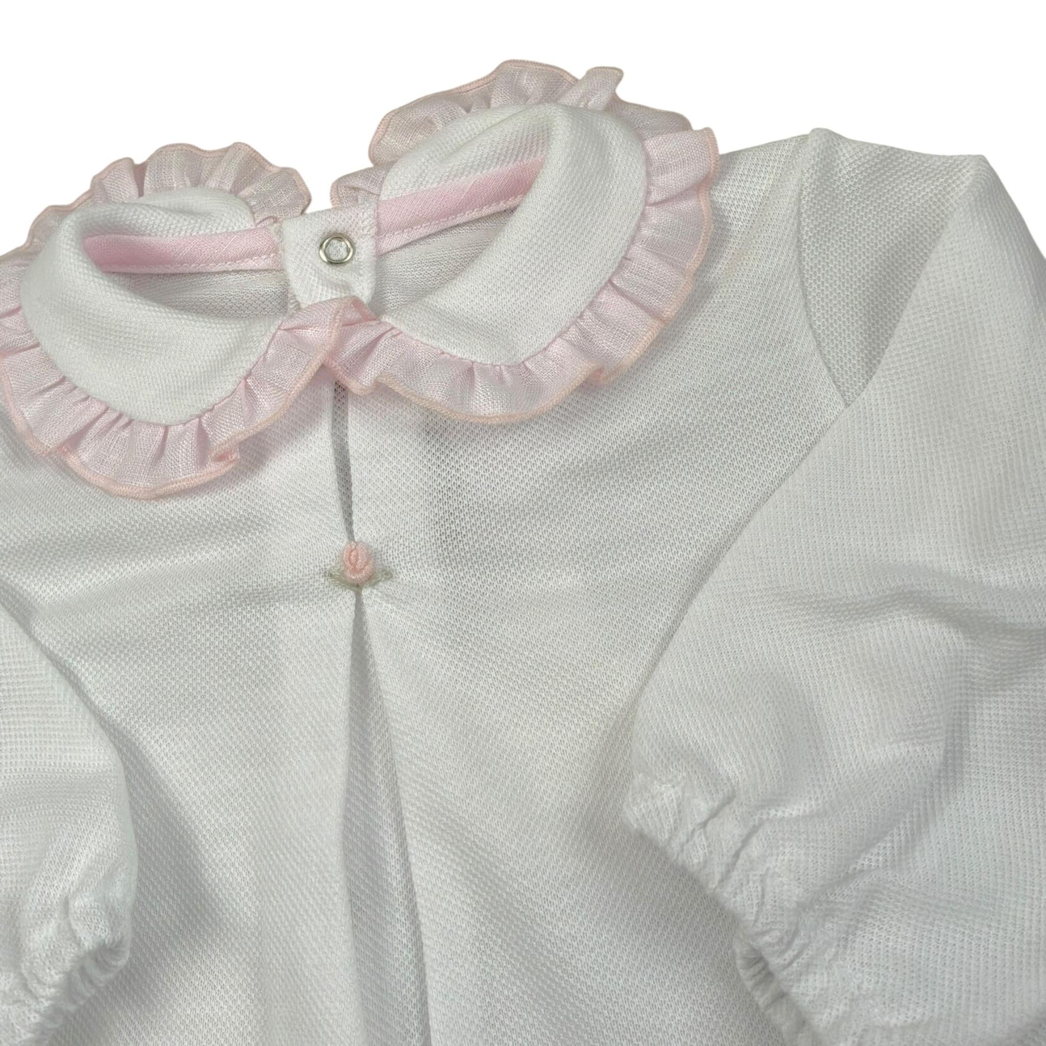 La Stupenderia Tutina tinta unita con Colletto Bainco per Neonata TBTT54 BIANCO LA STUPENDERIA 