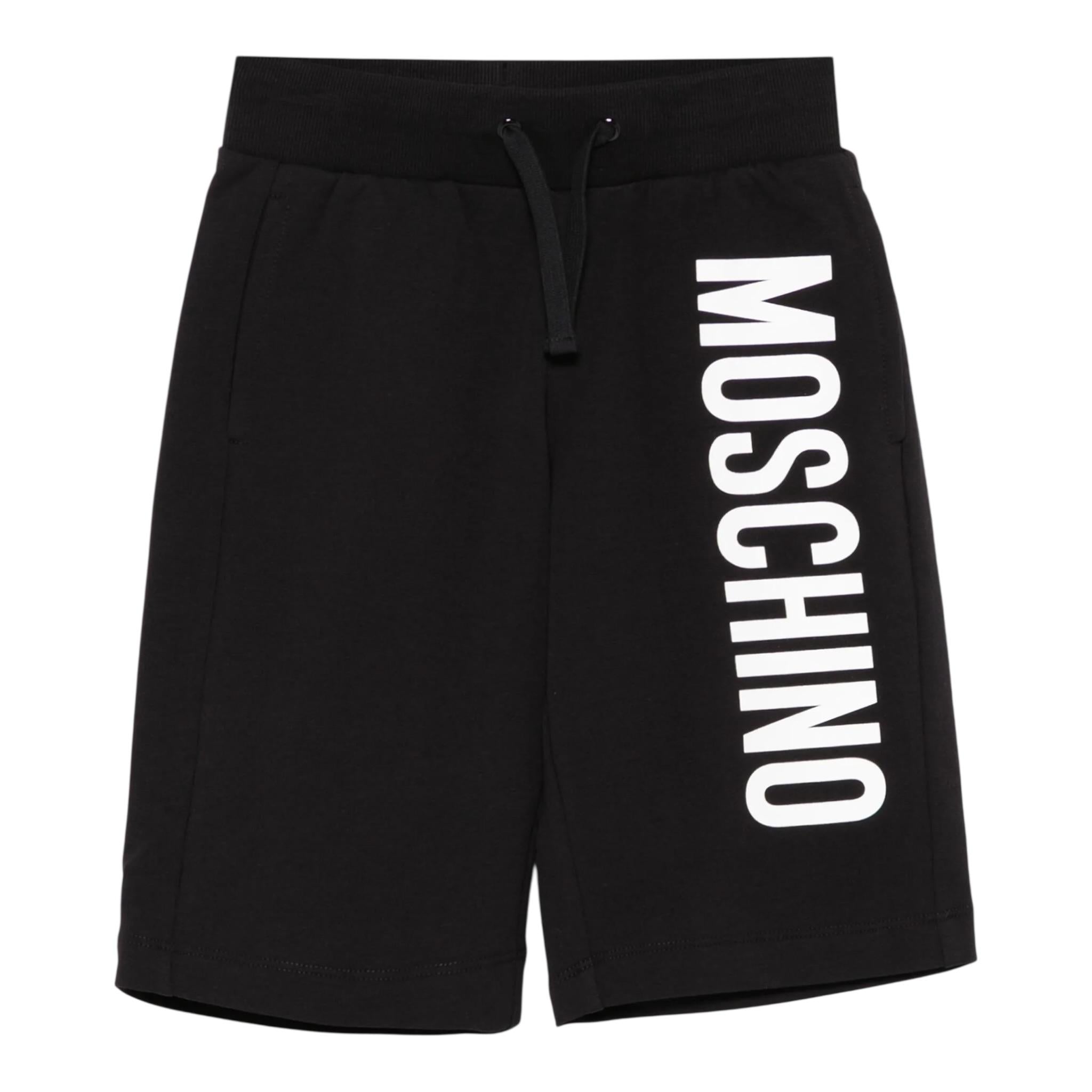 Moschino Bermuda In Tuta tinta unita con Logo Nero per Bambino HUQ02FXX NERO MOSCHINO 