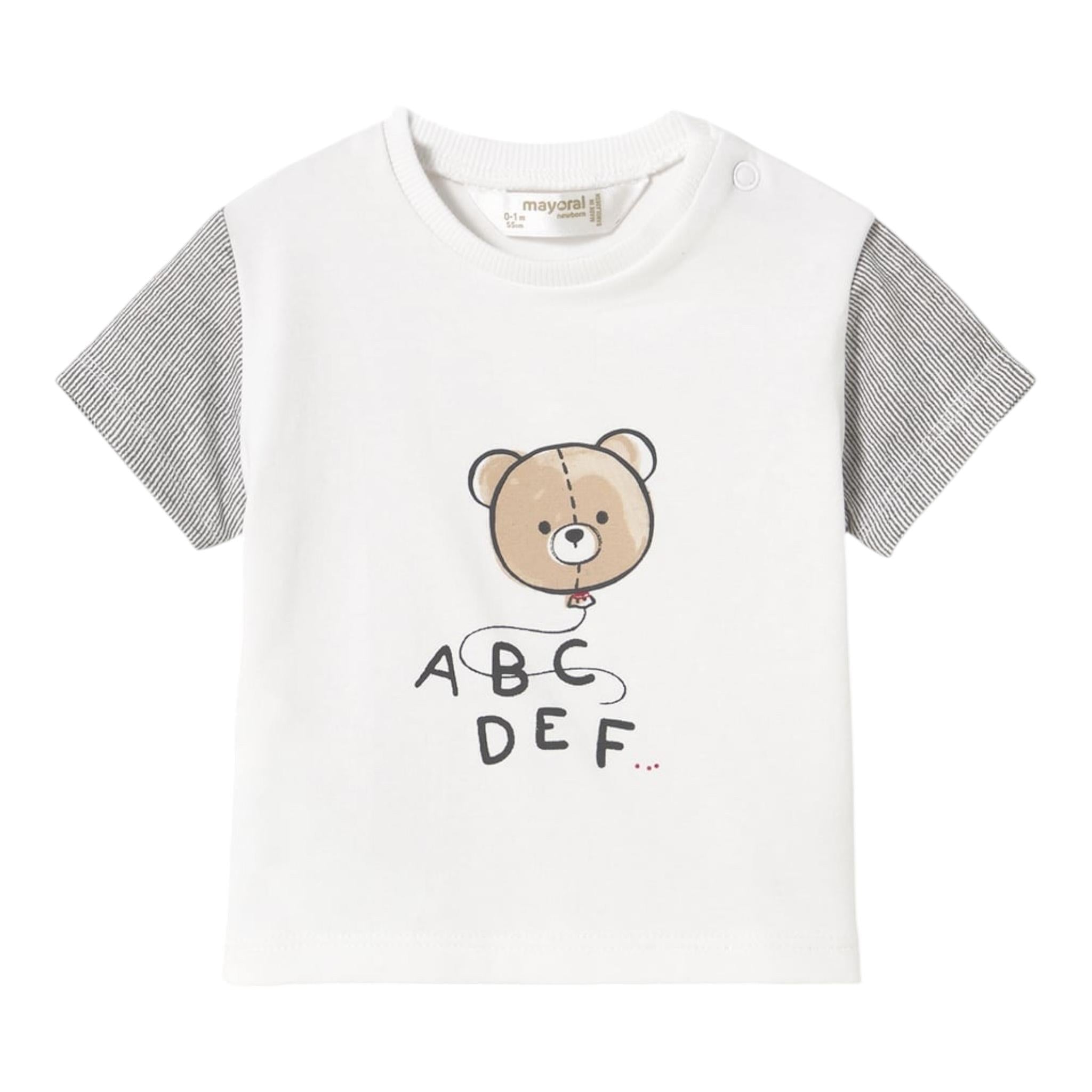 Mayoral T-Shirt Girocollo Tinta Unita con Stampa In Contrasto per Neonato 1037 BIANCO MAYORAL 