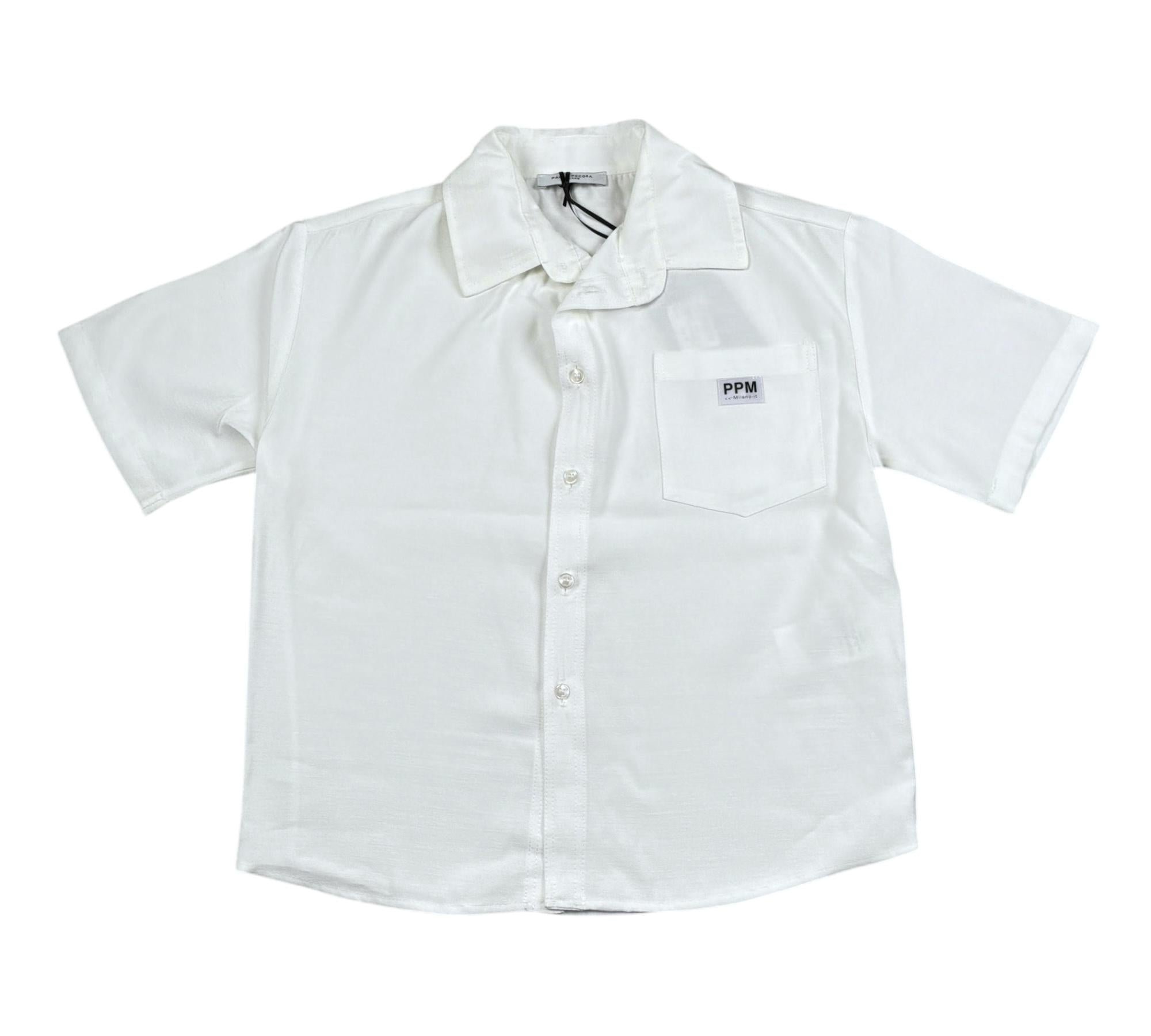 Paolo Pecora Camicia Mezza Manica Tinta Unita per Bambino PP4302 BIANCO PAOLO PECORA 