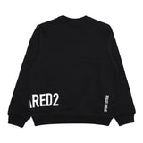 DSQUARED2 felpa chiusa girocollo tinta unita con stampa in contrasto Nero per Bambino DQ2538X NERO DSQUARED2 