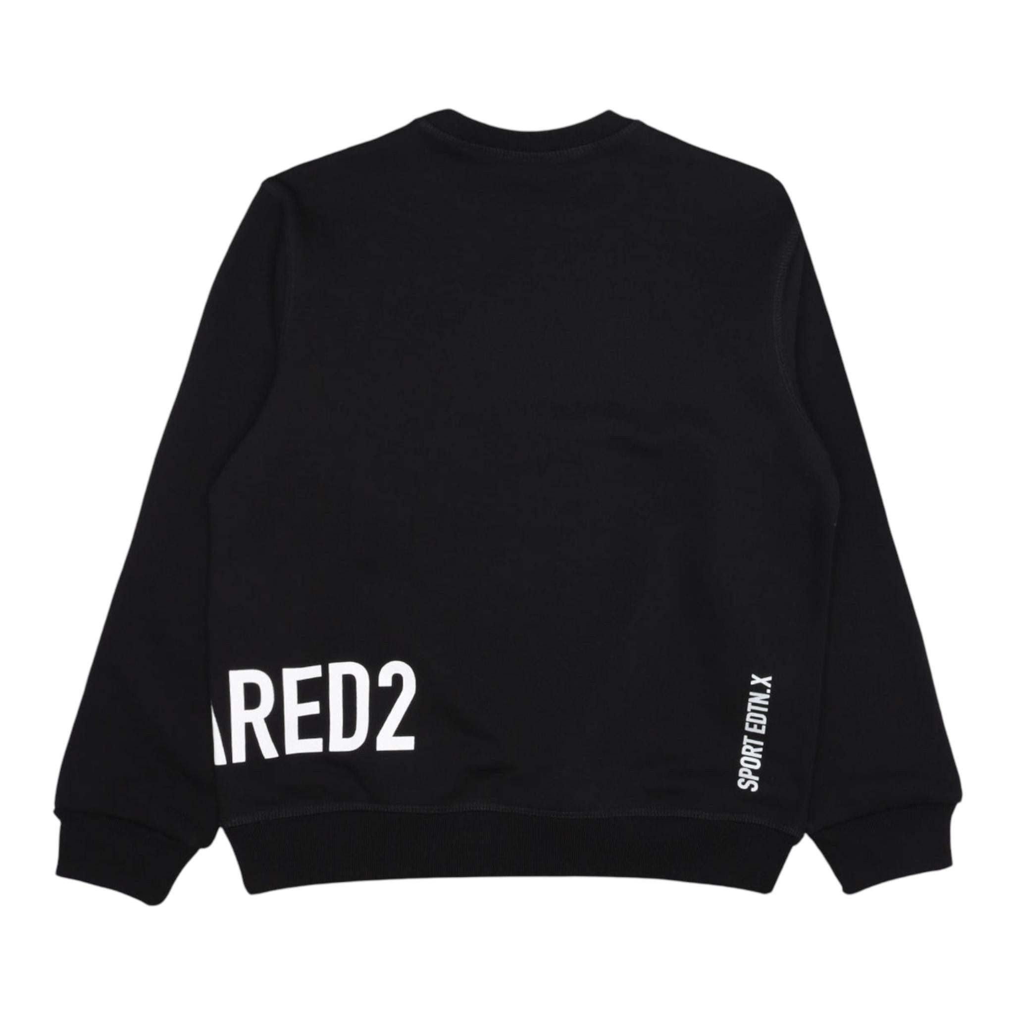 DSQUARED2 felpa chiusa girocollo tinta unita con stampa in contrasto Nero per Bambino DQ2538X NERO DSQUARED2 