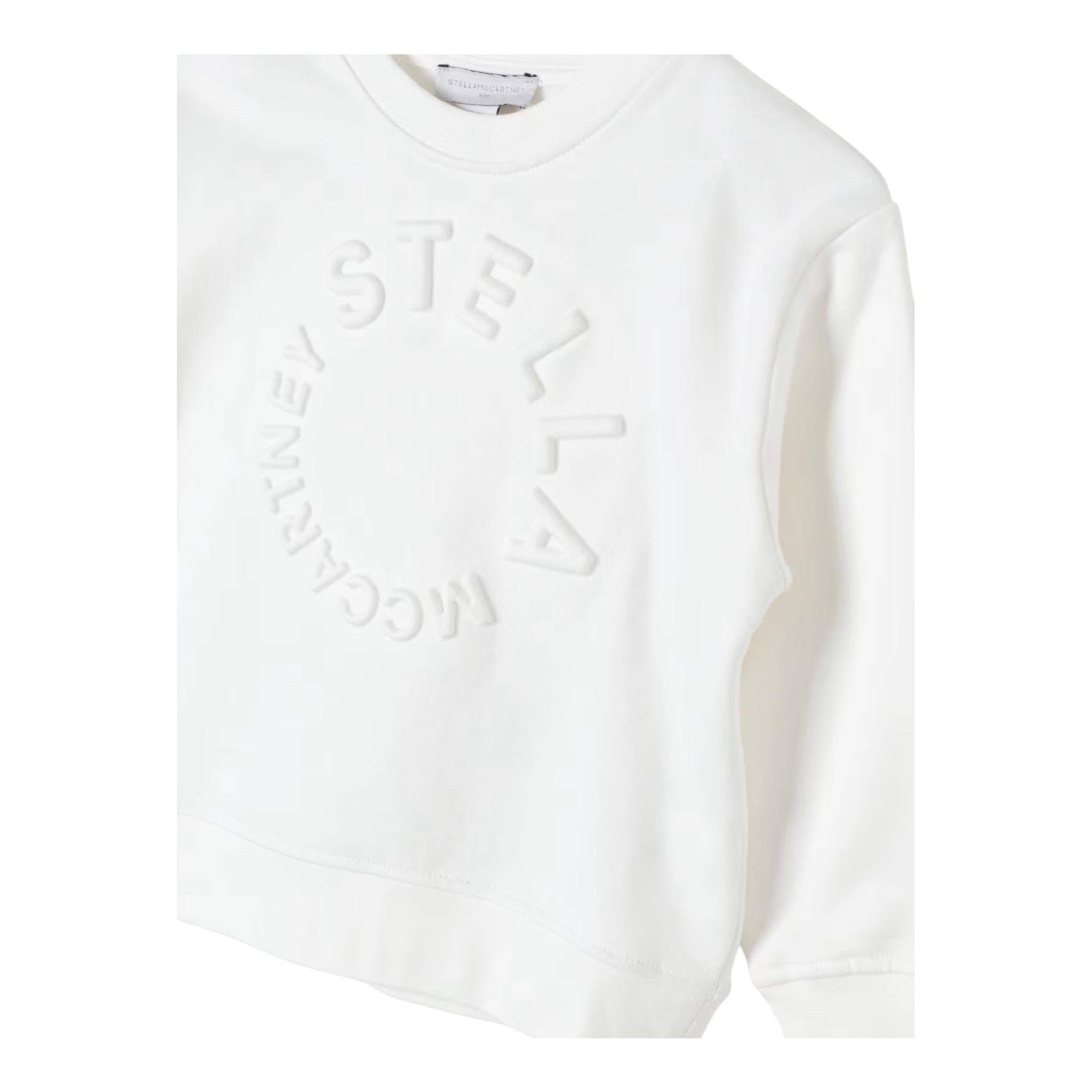 STELLA McCARTNEY felpa chiusa girocollo tinta unita con logo Bianco per Bambina TV4P30 BIANCO STELLA McCARTNEY 