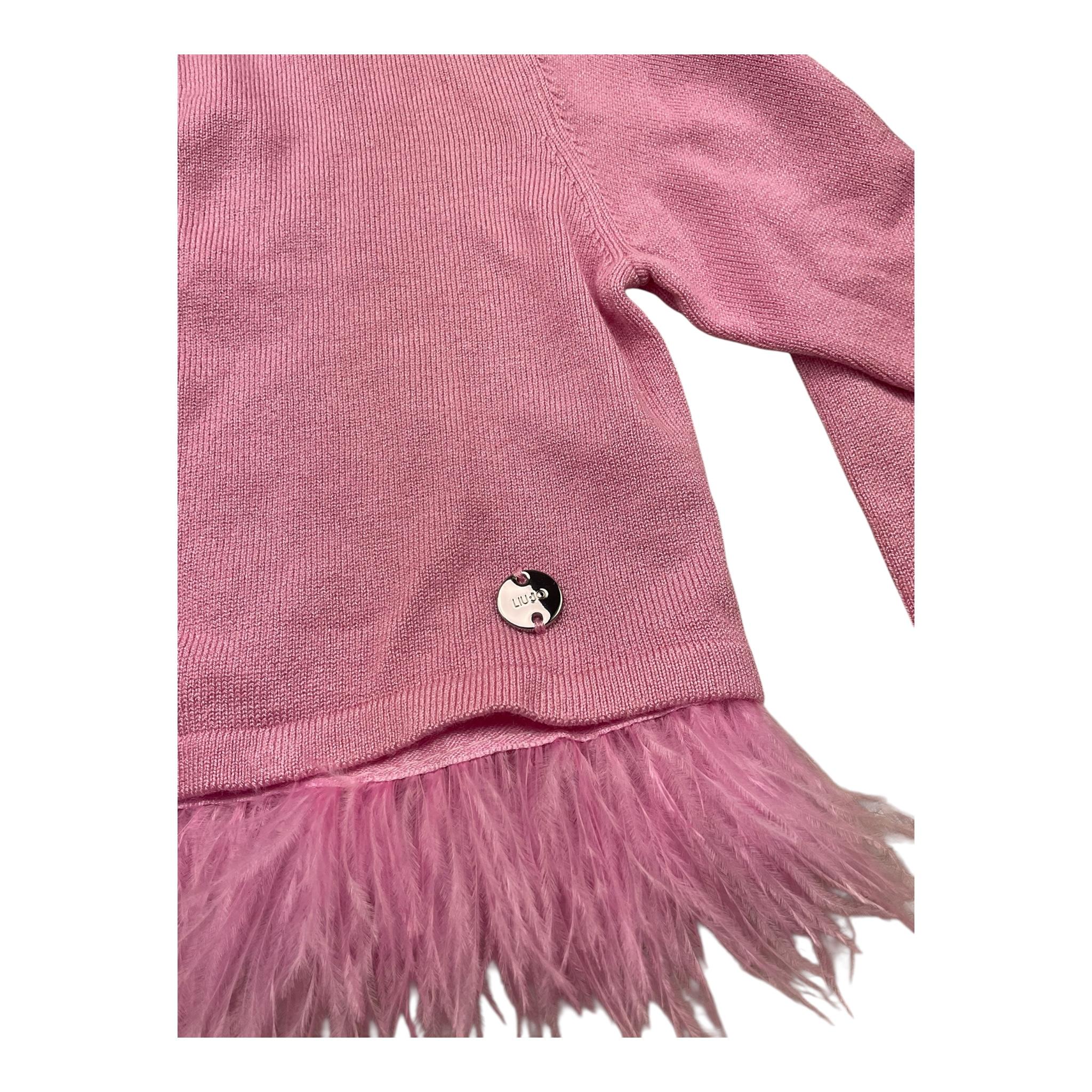 Liu Jo Cardigan Tinta Unita con Applicazioni Piume per Bambina KA5128 ROSA LIU JO 