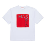 Max&amp;Co. Einfarbiges T-Shirt mit Rundhalsausschnitt und weißem Kontrastdruck für Mädchen
