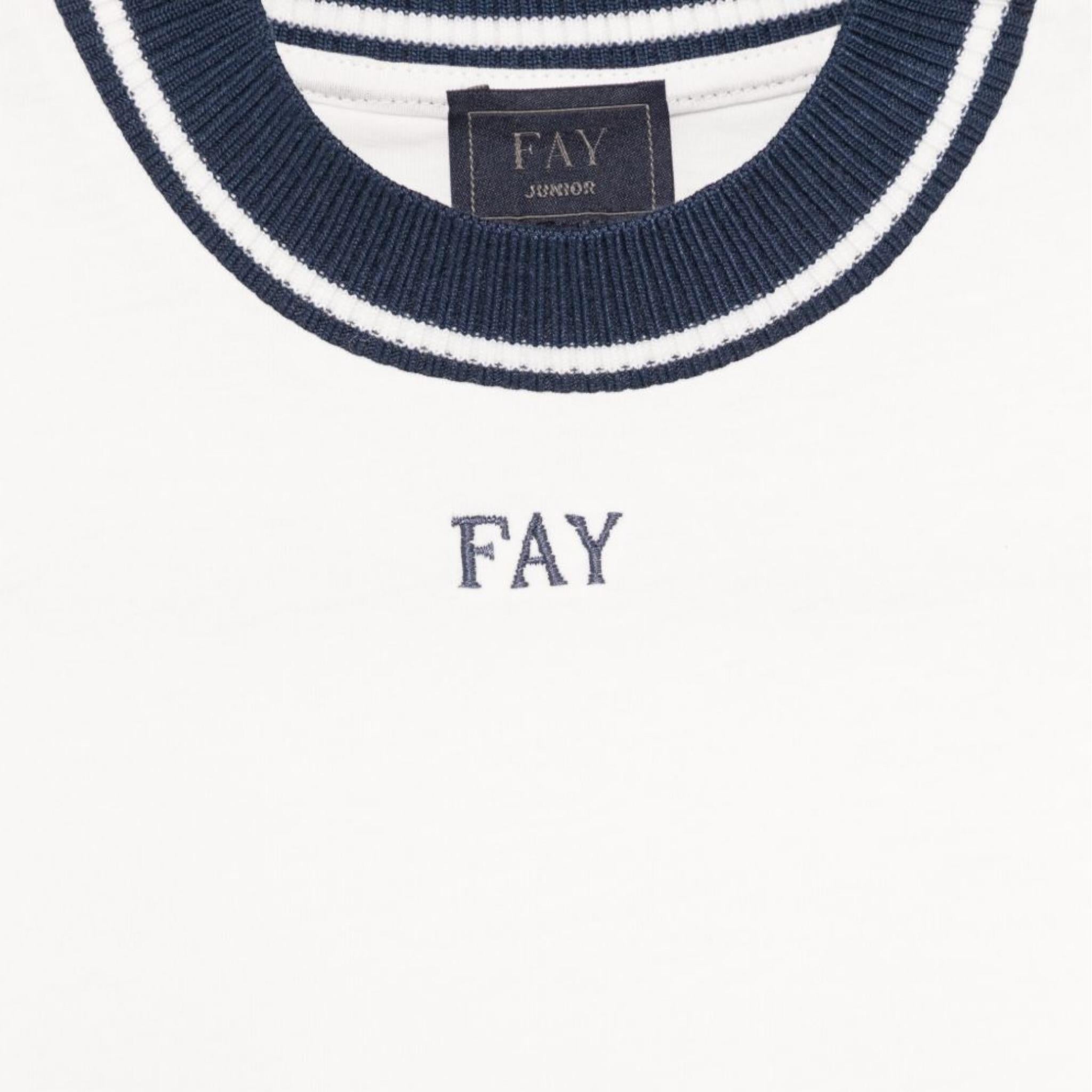 Fay T-Shirt Girocollo con Stampa Tinta Unita per Bambino FW8P91XX BIANCO FAY 