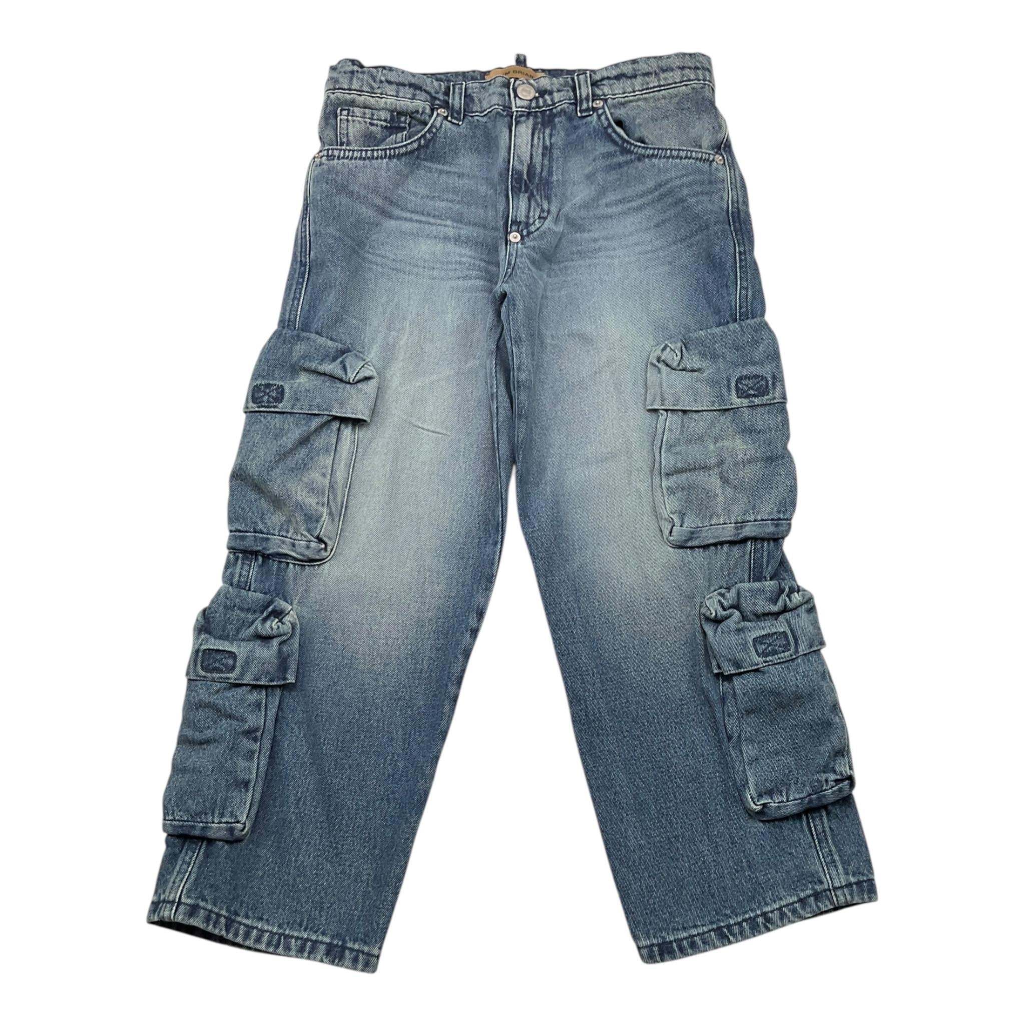 I'M BRIAN jeans modello cargo tinta unita con girovita regolabile Blu per Bambino JL2624 BLU I'M BRIAN 
