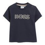 Boss T-Shirt Girocollo Tinta Unita con Logo per Neonato J52107 BLU BOSS 