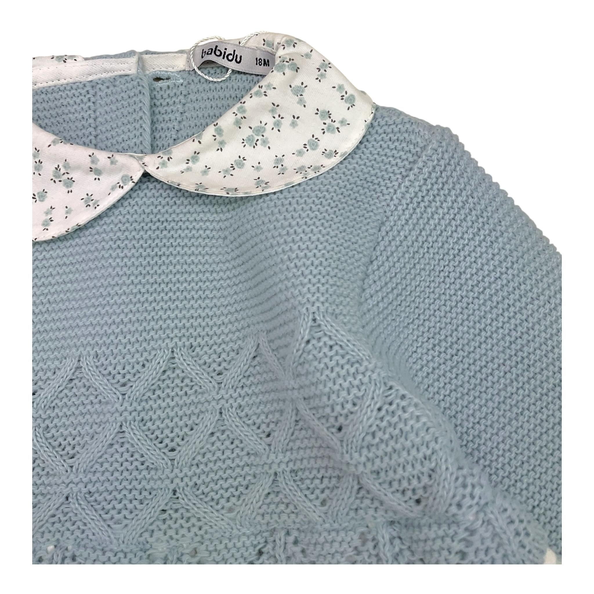 BABIDU set abito-cappello tinta unita con fantasia fiori Azzurro per Neonata 90760 AZZURRO BABIDU 