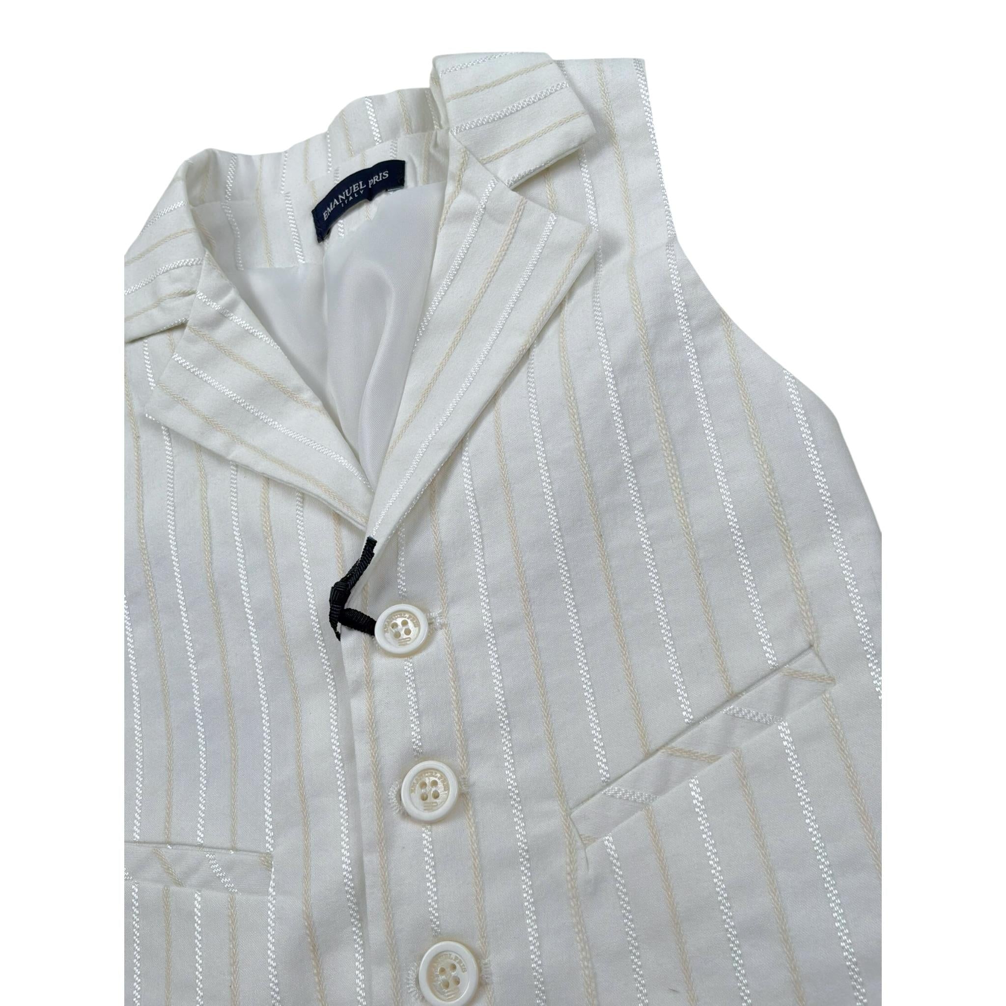 Emanuel Pris Gilet Tinta Unita con Fantasia per Neonato EPC2090BN PANNA EMANUEL PRIS 