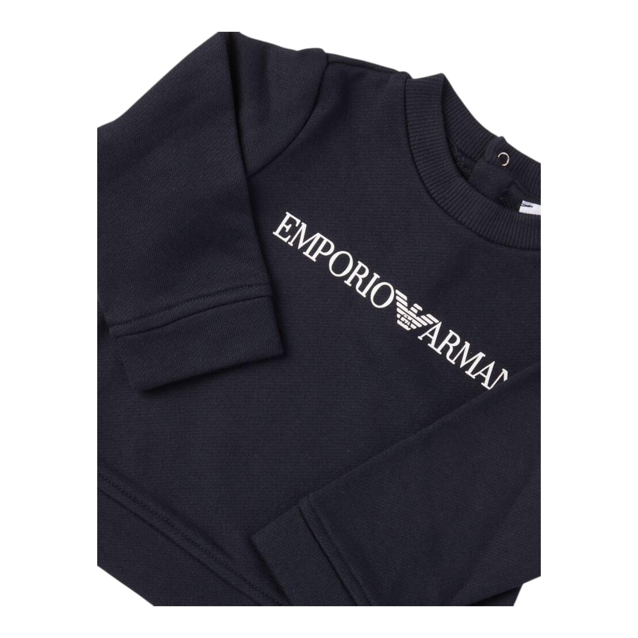 Emporio Armani Felpa Girocollo Tinta Unita con Stampa per Neonato 8NHMR6 BLU EMPORIO ARMANI 