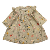 Name.It Beiges, einfarbiges, langärmliges Kleid mit Blumendruck für Mädchen