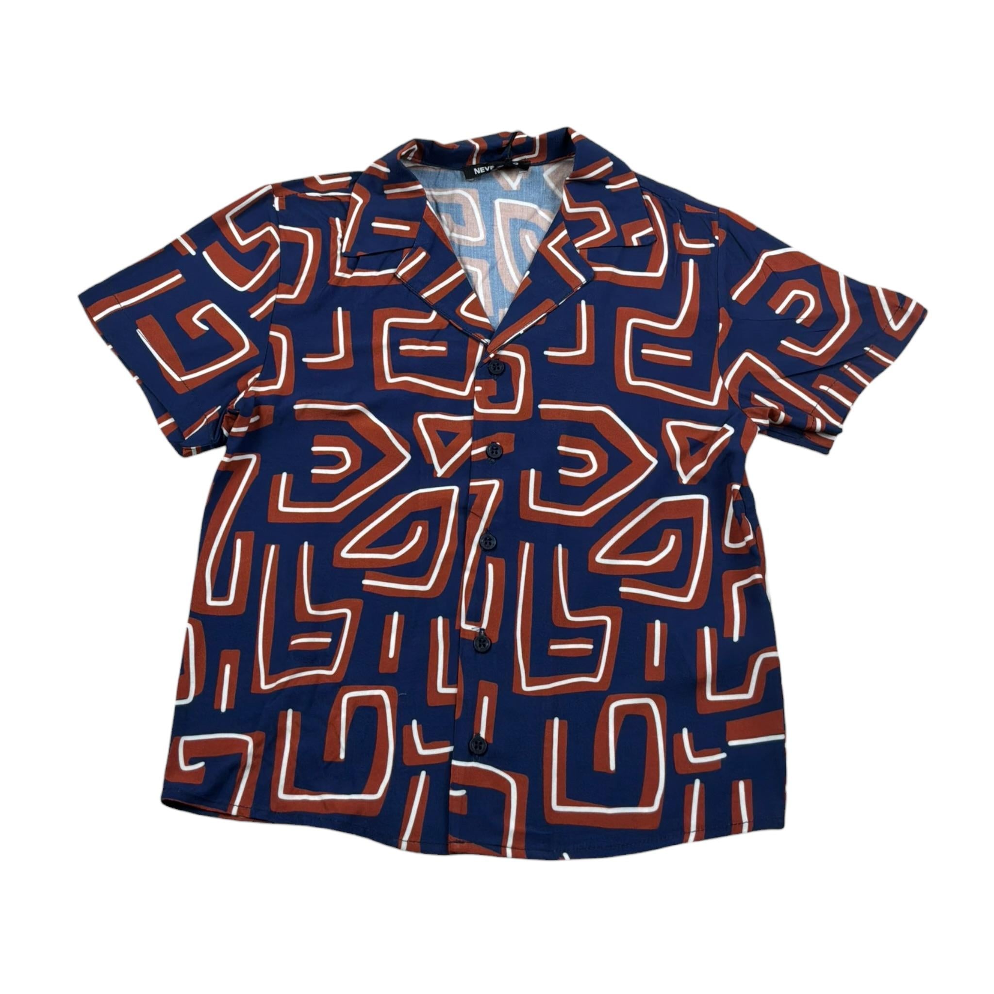 Never Too Camicia tinta unita con Fantasia Blu per Bambino NT2390B BLU NEVER TOO 