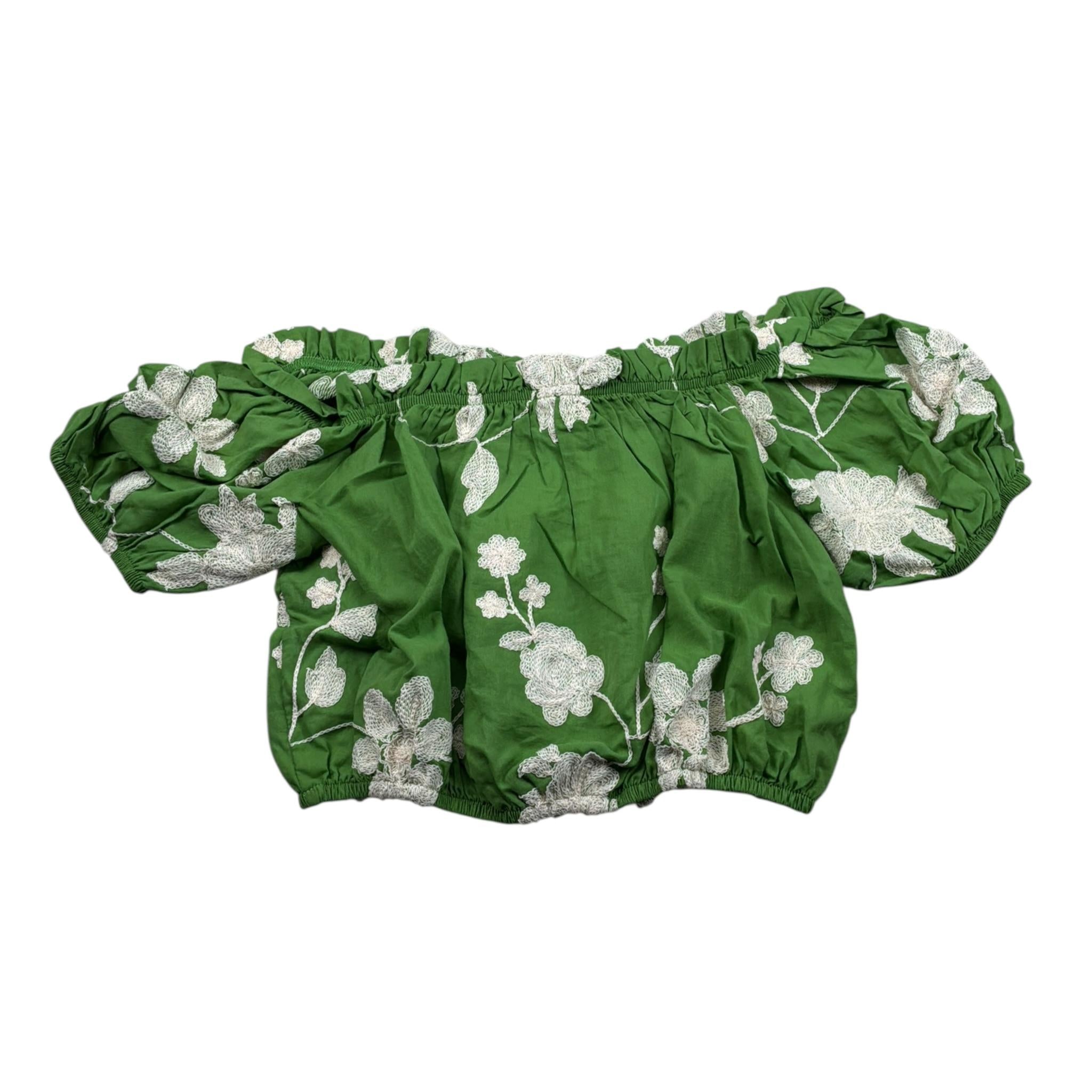 Lu Lu By Miss Grant Top Mezza Manica tinta unita con Ricami Verde per Bambina LL2840 VERDE LU LU BY MISS GRANT 