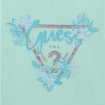 Guess T-Shirt Girocollo Tinta Unita con Stampa per Neonata K5GI14K6YW4N VERDE ACQUA GUESS 