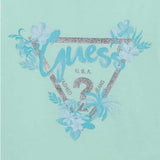 Guess T-Shirt Girocollo Tinta Unita con Stampa per Neonata K5GI14K6YW4N VERDE ACQUA GUESS 