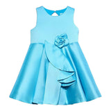 Abel & Lula Abito Giromanica Tinta Unita con Rosa per Bambina 5070 AZZURRO ABEL & LULA 