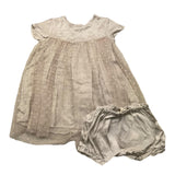Caffe‘ D‘Orzo – Einfarbiges, halbärmeliges Kleid mit Tüll und beiger Culotte für Neugeborene
