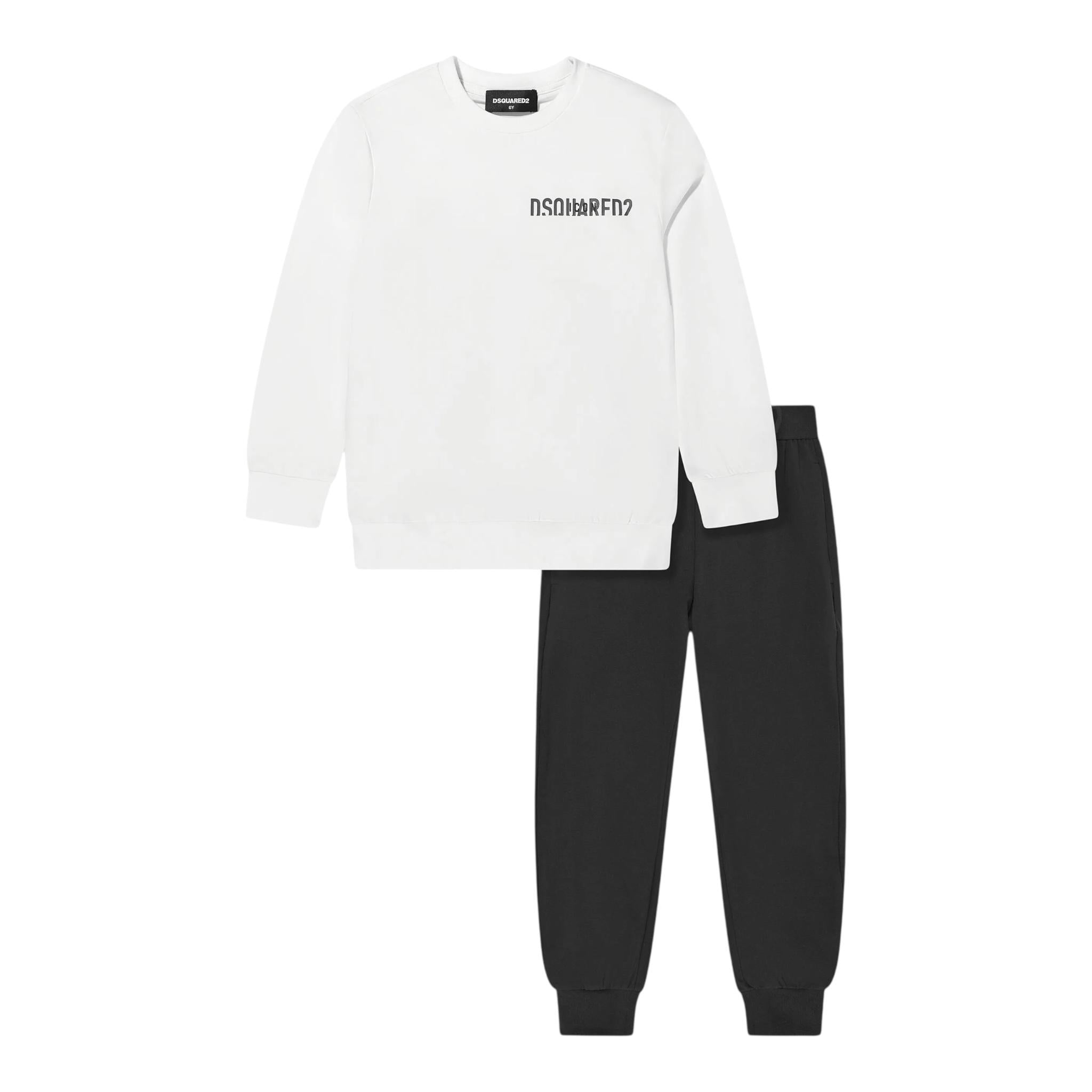 DSQUARED2 completo 2 pezzi felpa-pantalone Nero/bianco per Bambino DQ2653 NERO/BIANCO DSQUARED2 