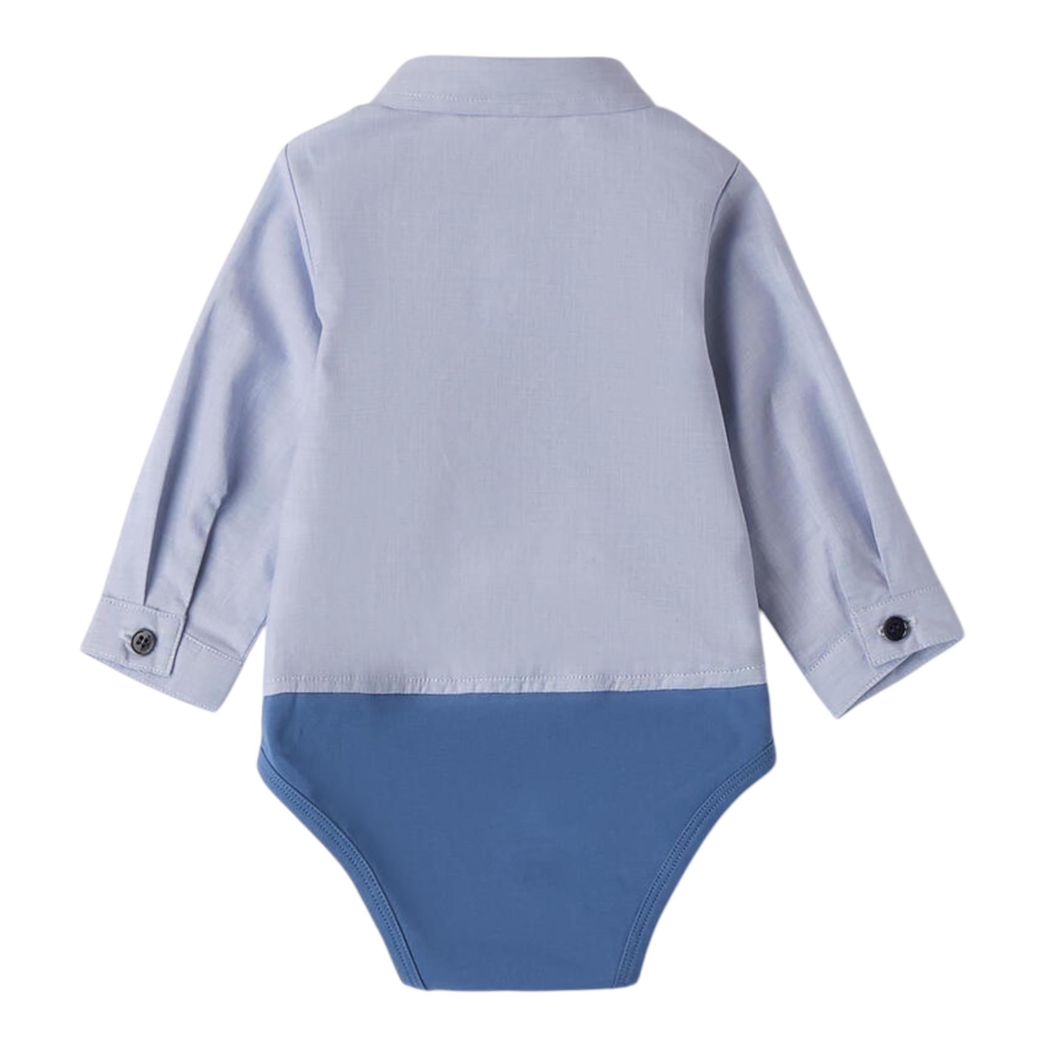 MINI BANDA camicia body manica lunga tinta unita Azzurro per Neonato A602 AZZURRO MINI BANDA 