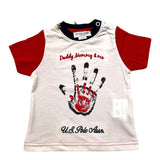 US Polo Assn Zweifarbiges T-Shirt mit Rundhalsausschnitt und Handaufdruck, Weiß/Rot, für Babys